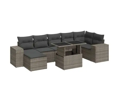 8-Daļīgs Dārza Dīvāna Komplekts Ar Matračiem, Pelēks Pe Pinums Vidaxl