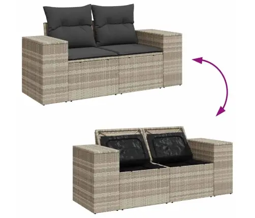 8-Osaline Aiadiivani Komplekt Patjadega, Helehall, Polürotang