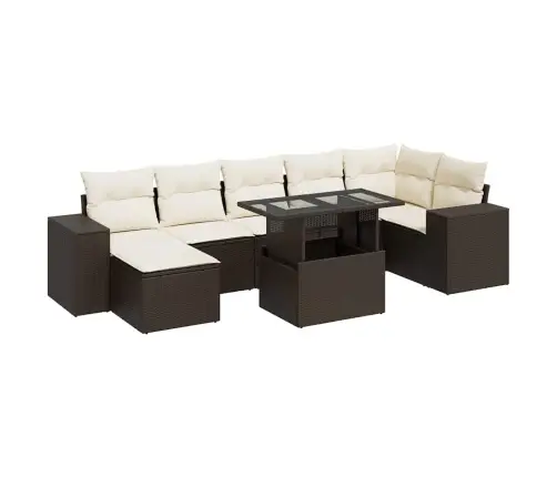 8-Daļīgs Dārza Dīvānu Komplekts, Matrači, Brūna Pe Rotangpalma Vidaxl