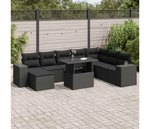 9-Osaline Aiadiivani Komplekt Patjadega, Must, Polürotang