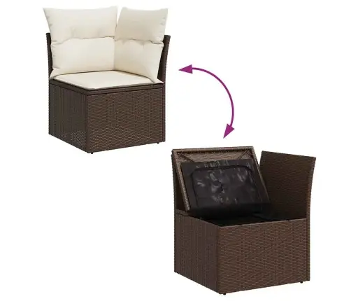 Sodo Komplektas Su Pagalvėlėmis, 9 Dalių, Rudas, Poliratanas