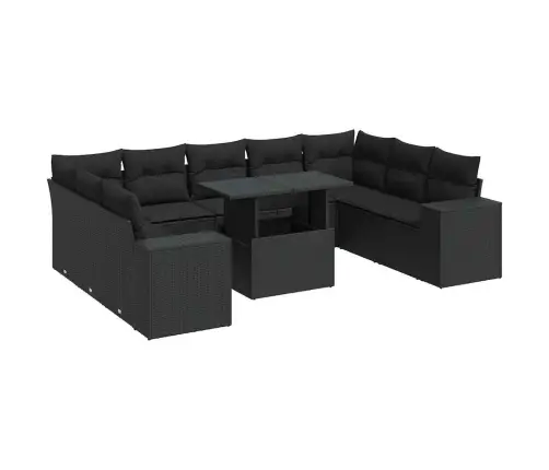 10-Daļīgs Dārza Dīvāna Komplekts, Matrači, Melna Pe Rotangpalma Vidaxl