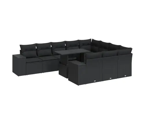 Sodo Komplektas Su Pagalvėlėmis, 11 Dalių, Juodas, Poliratanas