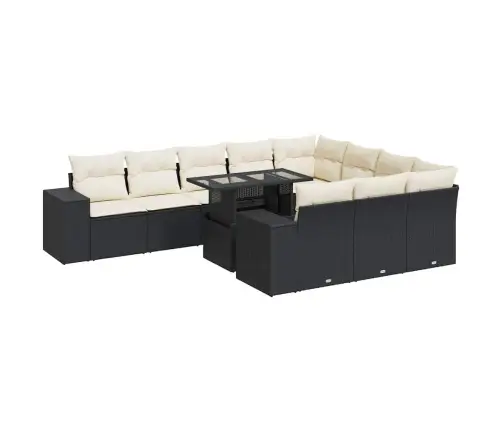 11-Daļīgs Dārza Dīvāna Komplekts, Matrači, Melna Pe Rotangpalma Vidaxl