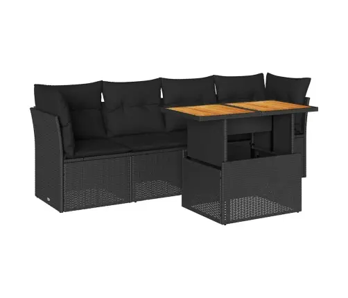 5-Daļīgs Dārza Dīvāna Komplekts Ar Matračiem, Pe Rotangpalma Vidaxl