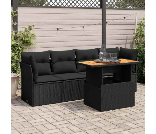 5-Daļīgs Dārza Dīvāna Komplekts Ar Matračiem, Pe Rotangpalma Vidaxl