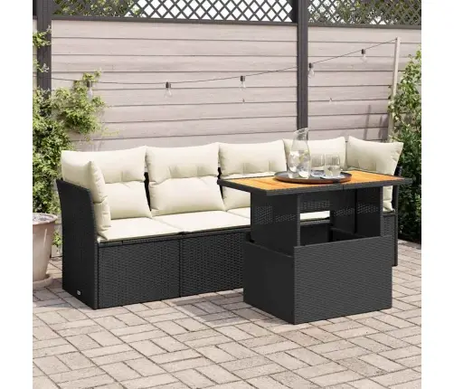 5-Daļīgs Dārza Dīvāna Komplekts Ar Matračiem, Pe Rotangpalma Vidaxl