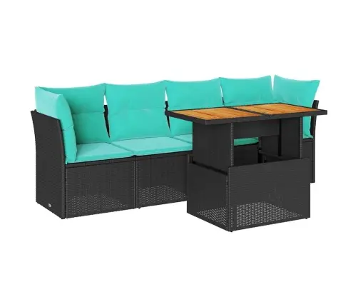 5-Daļīgs Dārza Dīvāna Komplekts Ar Matračiem, Pe Rotangpalma Vidaxl