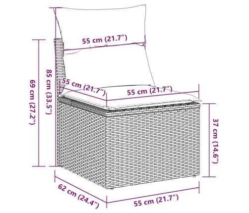 6-Osaline Aiadiivani Komplekt Patjadega, Must, Polürotang