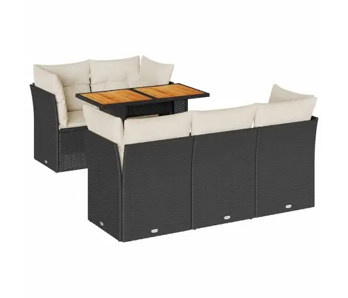 Sofos Komplektas Su Pagalvėlėmis, 6 Dalių, Juodas, Poliratanas