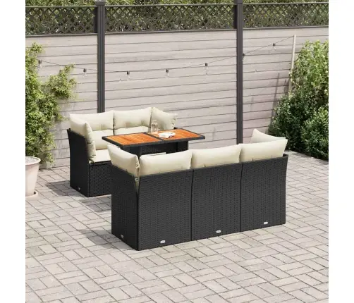 Sofos Komplektas Su Pagalvėlėmis, 6 Dalių, Juodas, Poliratanas