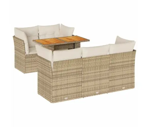 6-Daļīgs Dārza Dīvāna Komplekts, Matrači, Bēša Pe Rotangpalma Vidaxl