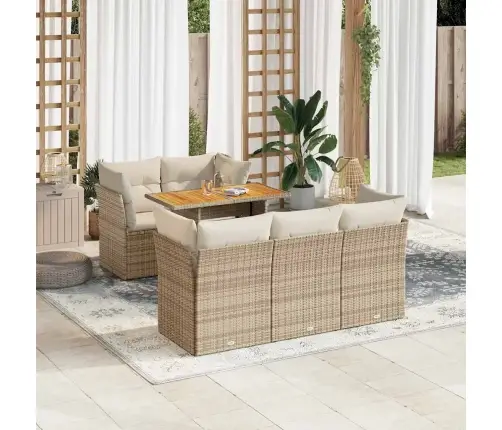 6-Daļīgs Dārza Dīvāna Komplekts, Matrači, Bēša Pe Rotangpalma Vidaxl