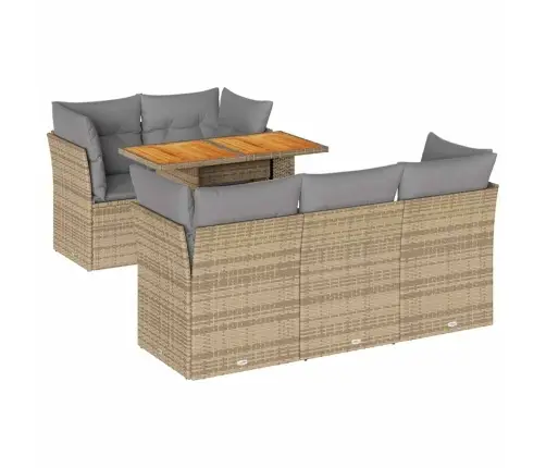 6-Daļīgs Dārza Dīvāna Komplekts, Matrači, Bēša Pe Rotangpalma Vidaxl