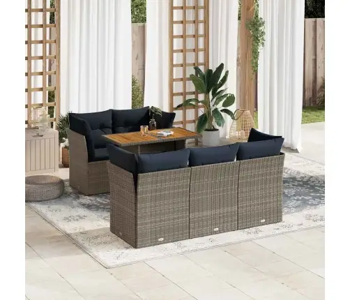 Sofos Komplektas Su Pagalvėlėmis, 6 Dalių, Pilkas, Poliratanas