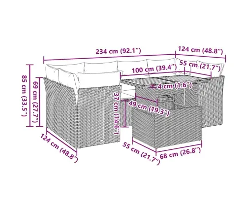 7-Daļīgs Dārza Dīvāna Komplekts Ar Matračiem, Melna Pe Vidaxl