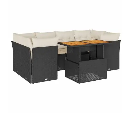 7-Daļīgs Dārza Dīvāna Komplekts Ar Matračiem, Melna Pe Vidaxl