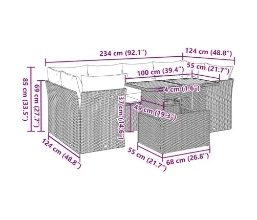 7-Daļīgs Dārza Dīvāna Komplekts Ar Matračiem, Melna Pe Vidaxl