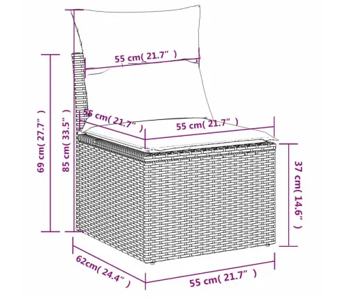 7-Osaline Aiadiivani Komplekt Patjadega, Must, Polürotang