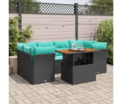 7-Osaline Aiadiivani Komplekt Patjadega, Must, Polürotang