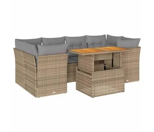 7-Daļīgs Dārza Dīvāna Komplekts, Matrači, Bēša Pe Rotangpalma Vidaxl