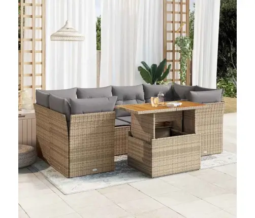 7-Daļīgs Dārza Dīvāna Komplekts, Matrači, Bēša Pe Rotangpalma Vidaxl