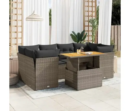 7-Daļīgs Dārza Dīvāna Komplekts, Matrači, Pelēka Pe Rotangpalma Vidaxl