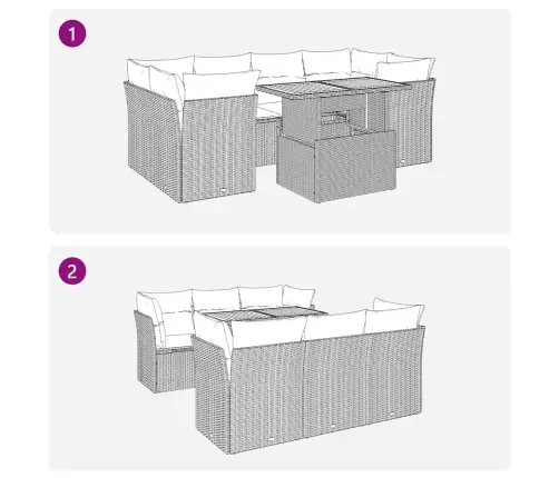 7-Osaline Aiadiivani Komplekt Patjadega, Hall, Polürotang