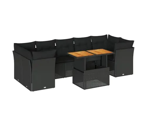 8-Osaline Aiadiivani Komplekt Patjadega, Must, Polürotang