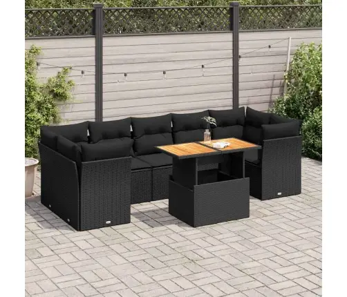 8-Osaline Aiadiivani Komplekt Patjadega, Must, Polürotang