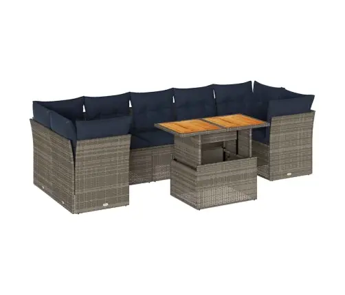 8-Daļīgs Dārza Dīvāna Komplekts Ar Matračiem, Pelēks Pe Pinums Vidaxl