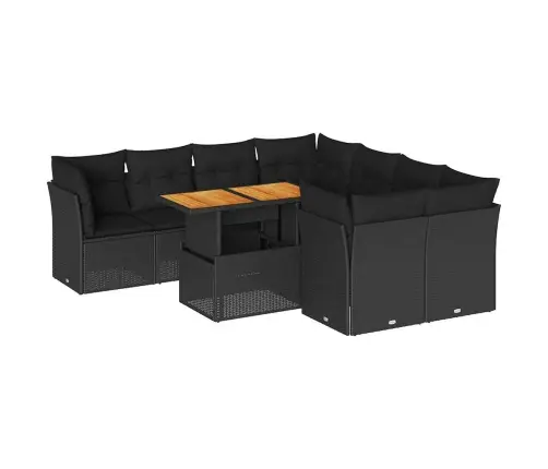 Sodo Komplektas Su Pagalvėlėmis, 9 Dalių, Juodas, Poliratanas