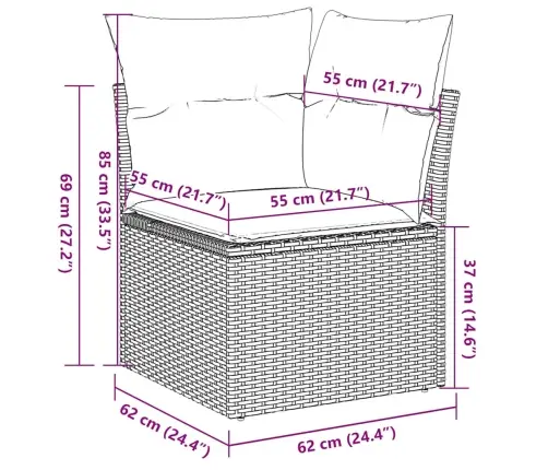 9-Osaline Aiadiivani Komplekt Patjadega, Hall, Polürotang
