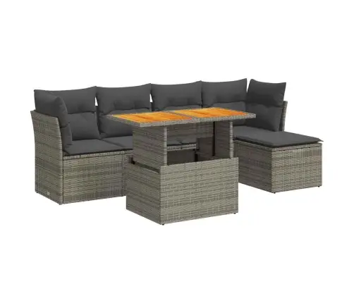 6-Daļīgs Dārza Dīvāna Komplekts Ar Matračiem, Pelēks Pe Pinums Vidaxl