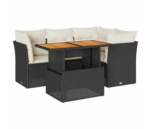 5-Daļīgs Dārza Dīvāna Komplekts Ar Matračiem, Pe Rotangpalma Vidaxl