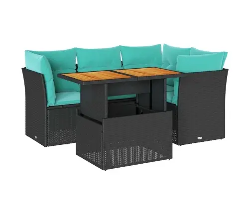 Sodo Komplektas Su Pagalvėlėmis, 5 Dalių, Juodas, Poliratanas