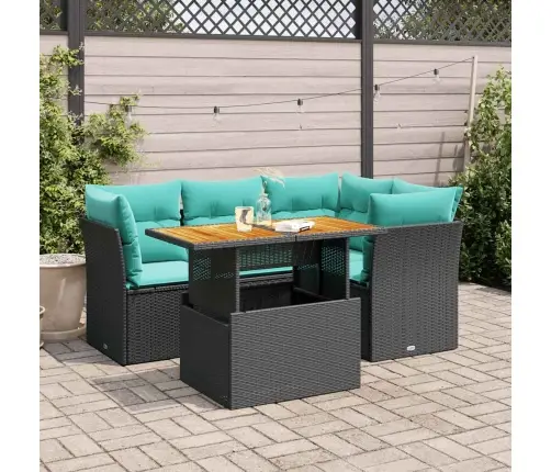 Sodo Komplektas Su Pagalvėlėmis, 5 Dalių, Juodas, Poliratanas