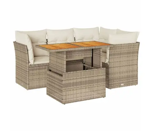 5-Daļīgs Dārza Dīvāna Komplekts, Matrači, Bēša Pe Rotangpalma Vidaxl