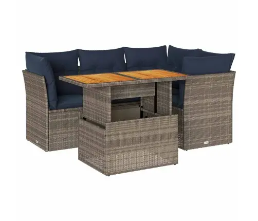 5-Daļīgs Dārza Dīvāna Komplekts Ar Matračiem, Pelēks Pe Pinums Vidaxl