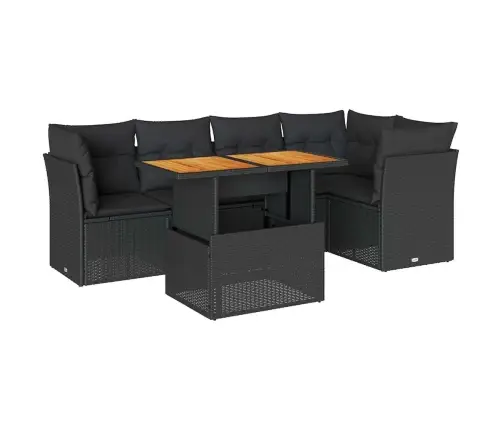 6-Daļīgs Dārza Dīvāna Komplekts, Matrači, Melna Pe Rotanpalma Vidaxl