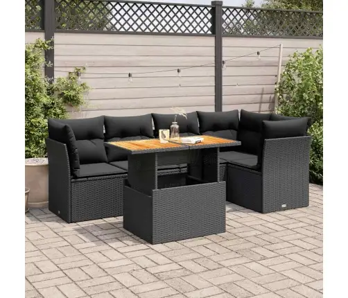 6-Daļīgs Dārza Dīvāna Komplekts, Matrači, Melna Pe Rotanpalma Vidaxl