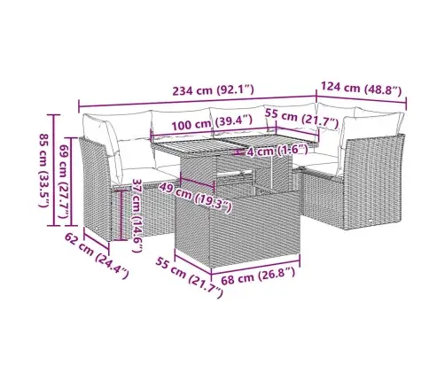 6-Osaline Aiadiivani Komplekt Patjadega, Must, Polürotang