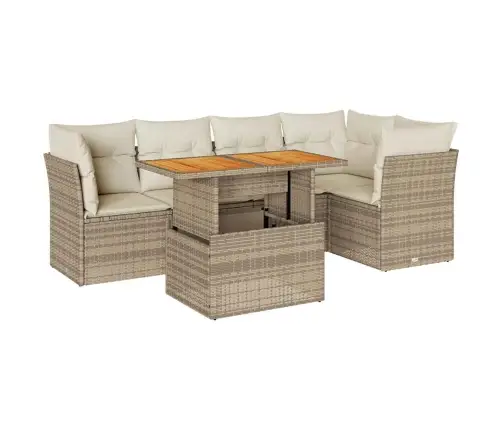 6-Daļīgs Dārza Dīvāna Komplekts, Matrači, Bēša Pe Rotangpalma Vidaxl