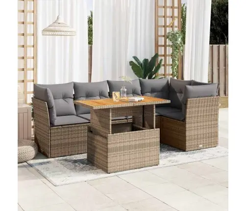 6-Osaline Aiadiivani Komplekt Patjadega, Beež, Polürotang