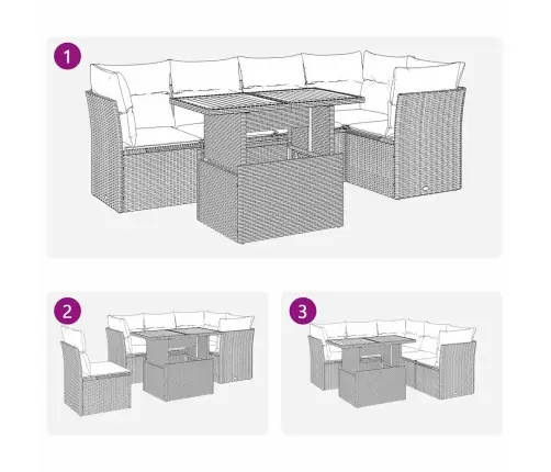 6-Osaline Aiadiivani Komplekt Patjadega, Hall, Polürotang
