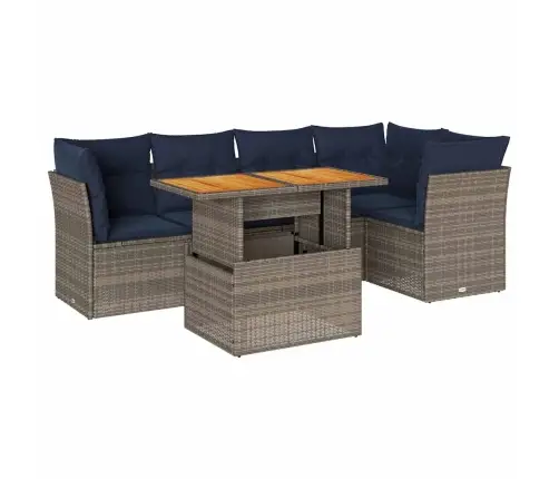 Sofos Komplektas Su Pagalvėlėmis, 6 Dalių, Pilkas, Poliratanas