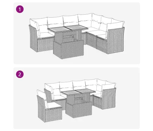 7-Daļīgs Dārza Dīvāna Komplekts Ar Matračiem, Melna Pe Vidaxl