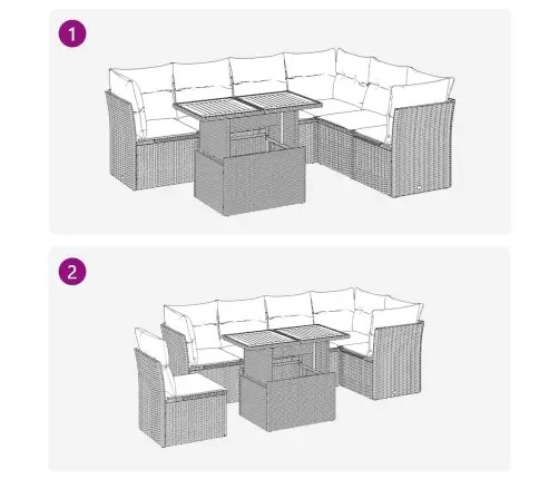 7-Daļīgs Dārza Dīvāna Komplekts, Matrači, Bēša Pe Rotangpalma Vidaxl