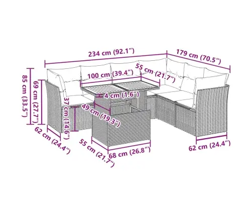 7-Osaline Aiadiivani Komplekt Patjadega, Hall, Polürotang