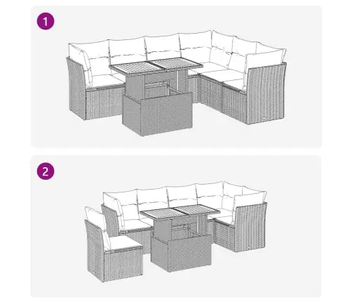 7-Osaline Aiadiivani Komplekt Patjadega, Hall, Polürotang
